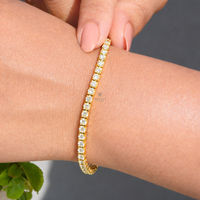 Bracelet unisexe en diamants de laboratoire de type tennis, 2mm/3mm/4mm/5mm, or massif 18 carats plaqué rhodium, couleur D, certifié IGI, clarté VS1
