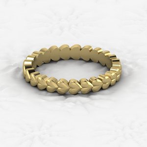 Hermoso Anillo Apilable Minimalista de Plata Sólida 925 y Oro de 18k con Corazón Curvo de 3mm, Anillo de Eternidad, Joyería Fina, Regalo Personalizado - Product Image 1
