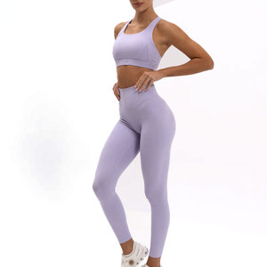 Ensemble de yoga pour femmes de haute qualité, grande taille, logo uni sur le devant, respirant, écologique, ensemble 2 pièces, best-seller, vente chaude - Product Image 1