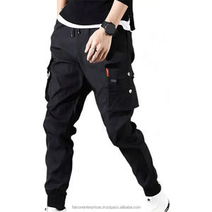 Custom Elastic Plus Size Men's Casual Summer Cargo Pants New Washed <b>Trousers</b> with Multi-Pocket Sweatspant - Product Image 1