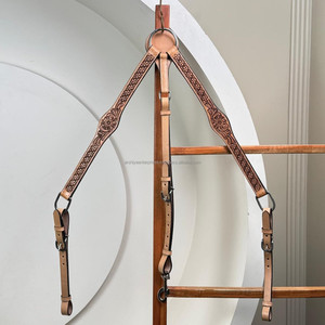 Caballos de equipo de equitación estampados a mano de cuero de vaca ancho de alta resistencia personalizado sillín occidental cuello de pecho cesta tejido estampado - Product Image 4