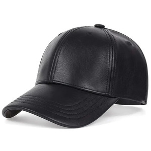 Unisex <b>Navy</b> Blue PU Leather Baseball Cap 6-Panel Fitted Casual <b>Hat</b> for Adults Solid Color Four Seasons Wear - Product Image 5