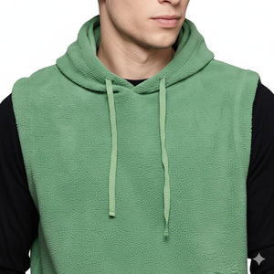 100% Polyester Polar Fleece Sleeveless Hoodie <b>for</b> Men Custom Pullover Fitness Gym <b>Jacket</b> Designer Print Solid Pattern Hooded - Product Image 4