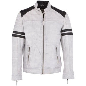 Men's Luxury Real <b>Suede</b> <b>Leather</b> <b>Jacket</b> Contrast Color Two-Tone Biker Motorcycle Racing Slim Fit Stand Collar Outerwear Coat - Product Image 1