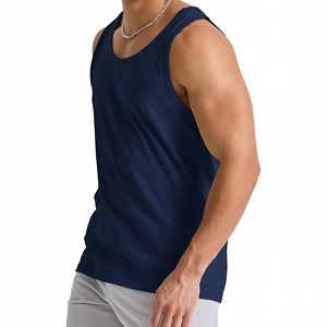 Débardeur de sport pour homme en Spandex-Polyester, col rond, sans manches, séchage rapide, logo brodé, décontracté, écologique, respirant - Product Image 4