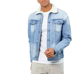 Vestes en jean bleues personnalisées avec logo, en gros, pour hommes, en coton, en denim - Product Image 2