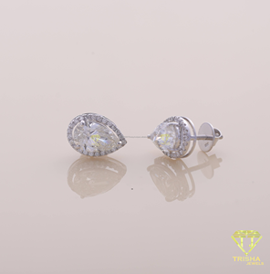 Luxury Pear Cut Moissanite <b>Stud</b> Earrings For Women Halo Wedding Bridal Fine Jewelry - Product Image 5