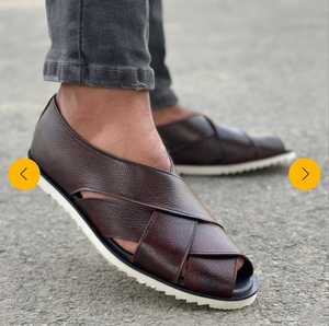 Sandalias de cuero hechas a mano para hombre, color negro, elegantes, a precio de mayorista y con MOQ bajo, sandalias hechas a mano de la mejor calidad. - Product Image 3