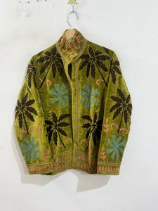 Multicolor Floral Embroidered <b>Velvet</b> <b>Jacket</b> Boho Ethnic Suzani <b>Velvet</b> <b>Jacket</b> Hand-Embroidered Floral Winter <b>Jacket</b> Traditional - Product Image 1