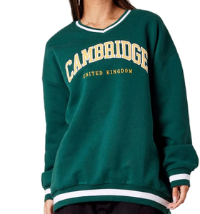 เสื้อสเวตเชิ้ตคอกลมโอเวอร์ไซส์สำหรับผู้หญิง Cambridge United Kingdom ผ้าฝ้าย 100% ปักลายตามสั่ง - Product Image 1