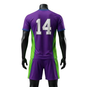 Men Purple <b>Green</b> Sublimated Netball Jersey Shorts Set Polyester Lightweight Sportswear Team Training Competition Apparel - Product Image 2