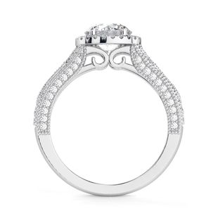 Anillo de compromiso con halo único y elegante de diamante talla redonda en oro rosa para mujer - Product Image 4