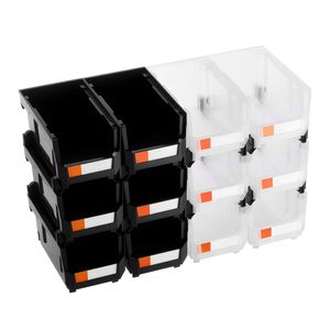 Lot de 12 bacs de rangement en plastique empilables de 14,8 x 8,5 x 7,1 pouces pour l'organisation du garage - Product Image 5