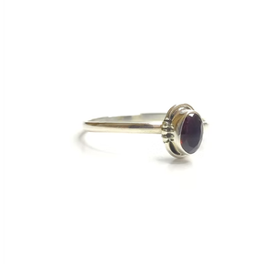 Handmade 925 Sterling Silver Garnet <b>Ring</b> Dainty Stackable Oval Red Stone Minimalist <b>Thin</b> Band Jewelry Wholesale - Product Image 2