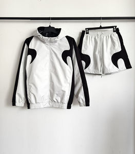 Ensemble de survêtement pour homme, veste coupe-vent zippée et short en nylon, ensemble deux pièces - Product Image 5