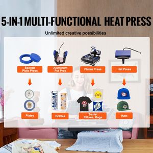 Pressa a Caldo Digitale 5-in-1 Anti-scottatura Aggiornata con Riscaldamento Rapido e Braccio Girevole per T-shirt Multifunzione 15x15 Pollici - Product Image 2