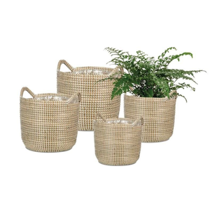 Macetas de jardín de hierba marina natural tejidas a mano, macetas de interior con asas, precio al por mayor de fábrica en Vietnam - Product Image 3