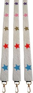 Correa de bolso hecha a mano con cuentas y estrellas bordadas, ajustable, para hombro o cruzada, cadena de repuesto para carteras, ideal para festivales. - Product Image 2
