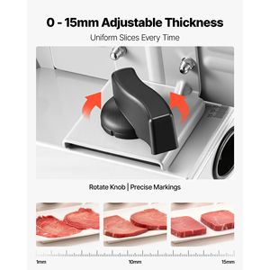 Affettatrice Elettrica Domestica da 7,5 Pollici con Lame SUS420, Tritacarne e Affettatrice con Spessore Regolabile 0-0,6 Pollici, 200W per Carne Congelata - Product Image 4