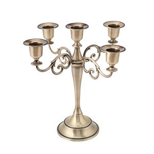 Candélabre de mariage moderne à trois piliers Bougeoir à cinq bras en métal et aluminium Décoration de table de mariage - Product Image 1