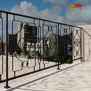 Rampe de balcon artistique en fer forgé pour espace extérieur avec détails forgés à la main et style de design décoratif personnalisé - Product Image 1