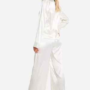 Wholesale High Quality Women's Summer Pajamas Set <b>White</b> <b>Lace</b> Breathable Satin Sleepwear Casual Homewear Sling Top Pants - Product Image 6