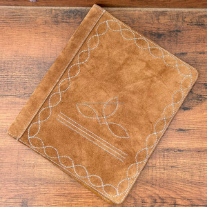 Tan Suede Leather Boot Stitch Planner Western Leather Binder Journal Covers High Quality Legal <b>Pad</b> Notebook Envelope Portfolio - Product Image 2