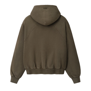 men's custom Heavyweight Half <b>Raglan</b> Hoodie Men Vintage Washed Cotton Fleece Streetwear OEM Casual private label men's <b>top</b> - Product Image 4