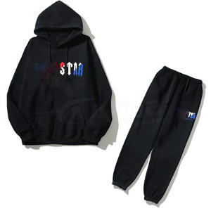 Conjunto de Sudadera con Capucha y Pantalones Deportivos con Bolsillos con Cremallera, Bordado Vintage, Felpa Francesa, Lavado Ácido, Conjunto de Sudadera con Capucha de Felpa Gruesa - Product Image 1