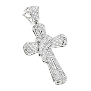 Colgante de Cruz de Oro Blanco de Alta Calidad con Moissanita, Joyería Hip Hop Iced Out, Venta al por Mayor a Granel de la India para Mujer - Product Image 3
