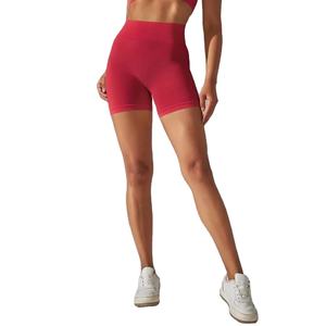 Pantalones cortos de gimnasio con logotipo personalizado 2025 para mujer, ropa deportiva transpirable de cintura alta de secado rápido con bolsillos, lavado de colores para correr - Product Image 4