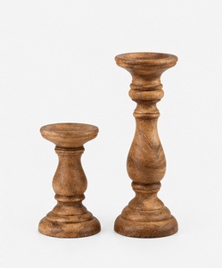 Handcrafted <b>Wood</b> <b>Candlestick</b> Pedestal Set of 2 for Wedding Table Styling Event Centerpiece and Banquet Decoration - Product Image 1