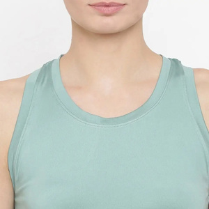 Débardeur de sport confortable pour femme, grande taille, en coton/fibre de bambou, vêtement de fitness uni en jersey à col rond sans manches pour l'été - Product Image 6