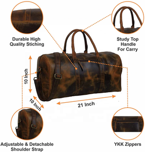 Sac de voyage week-end moderne en cuir véritable grande capacité personnalisé avec fermeture éclair, idéal pour le sport et la gym - Product Image 3