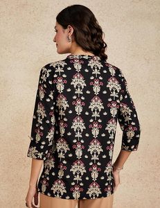 เสื้อคุर्ติผ้าฝ้ายพิมพ์ลายตรงสำหรับผู้หญิง - Product Image 3