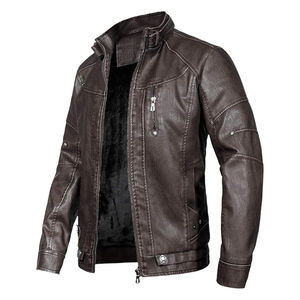 Chaqueta de Cuero Genuino para Hombre, Estilo Biker, Corte Ajustado, Moda Urbana de Invierno, Venta al Por Mayor Directa de Fábrica, Marca Privada - Product Image 1