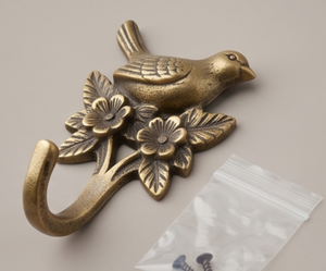 Vintage Metal Bird Wall <b>Hook</b> <b>With</b> Flower Design Rust Resistant Single <b>Hook</b> For Clothing Display Antique Wall Accent - Product Image 1