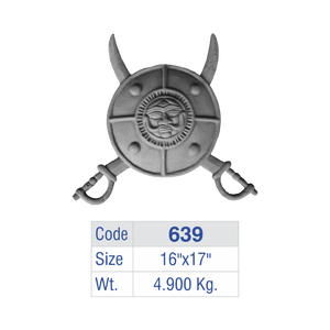 Rajput Shield Aluminum <b>Wall</b> Mount Decor Cast Iron Crossed Swords Crest Luxury Villa Entryway Guard Medallion Sun Face Plaque - Product Image 6