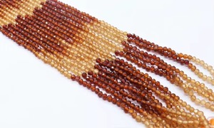 Cuentas facetadas de granate Hessonita natural en forma de rondel de 3 mm, cuentas de piedra preciosa de granate con tonalidades, hilo de 13 pulgadas para fabricación de joyas al por mayor - Product Image 3