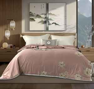 Ensemble de couette Tencel Pink Cabbana pour lit double, ensemble de couette imprimé, literie imprimée pour lits double et king size - Product Image 1