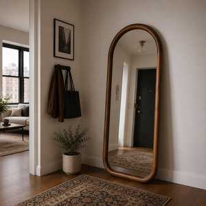 Luxury Arched Full Length Solid Wood <b>Mirror</b> Capsule Floor Standing Body <b>Mirror</b> Rustic Timber Frame <b>Wall</b> <b>Mirror</b> Dressing Decor HD - Product Image 4