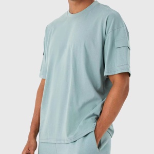 Conjunto de Verano para Hombre, Informal, Transpirable, Camiseta de Manga Corta y Pantalones Cortos, Conjunto Sólido de Algodón, Ropa de Marca para Hombre, Conjunto de 2 Piezas - Product Image 3