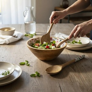 Tazón de Servir de Madera con Diseño Moderno, Hecho a Mano, Ecológico, Apto para Lavavajillas y Congelador, Vajilla para Fiestas y Cenas - Product Image 5