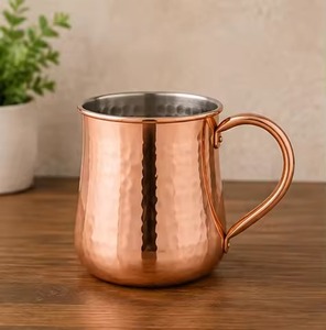Copper <b>Mug</b> With Brass Handle Vintage Design <b>Double</b> <b>Wall</b> Drinkware For Home Use - Product Image 2