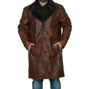 Manteau Trench en Cuir Doublé de Fourrure Longue Haut de Gamme, Collection Hiver Luxe pour Hommes, Fabrication ODM - Product Image 4