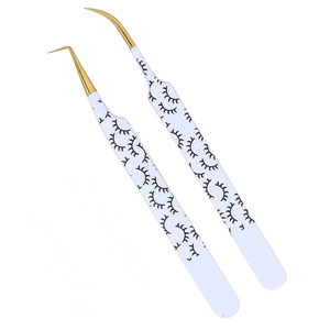 Ensemble de 4 pinces à cils de haute qualité, antistatiques, durables, avec poignée diamantée, en acier japonais, pour extensions de cils. - Product Image 4