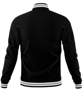 Veste de baseball noire pour homme, couleur unie, col rabattu, coupe classique, veste bomber décontractée, matière polyester, vêtements d'automne - Product Image 3