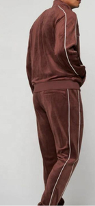 Men's <b>Velour</b> Tracksuit Set Full Zip <b>Sweatshirt</b> and Joggers Solid Color Casual Wear Autumn Breathable Polyester Cotton Material - Product Image 6