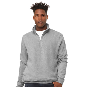 Sweat-shirt gris à col zippé pour homme, manches longues, couleur unie, décontracté, en coton tricoté, fermeture éclair, respirant - Product Image 3