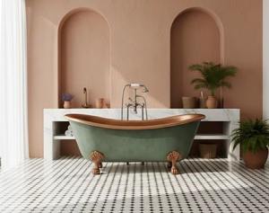 Bañera de cobre de lujo hecha a mano para un diseño de baño elegante con un centro de bañera de cobre de estilo atemporal. - Product Image 1